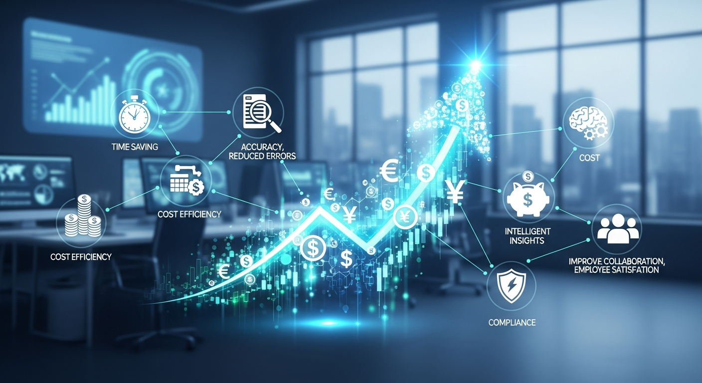 Illustration showing time savings and accuracy through finance automation