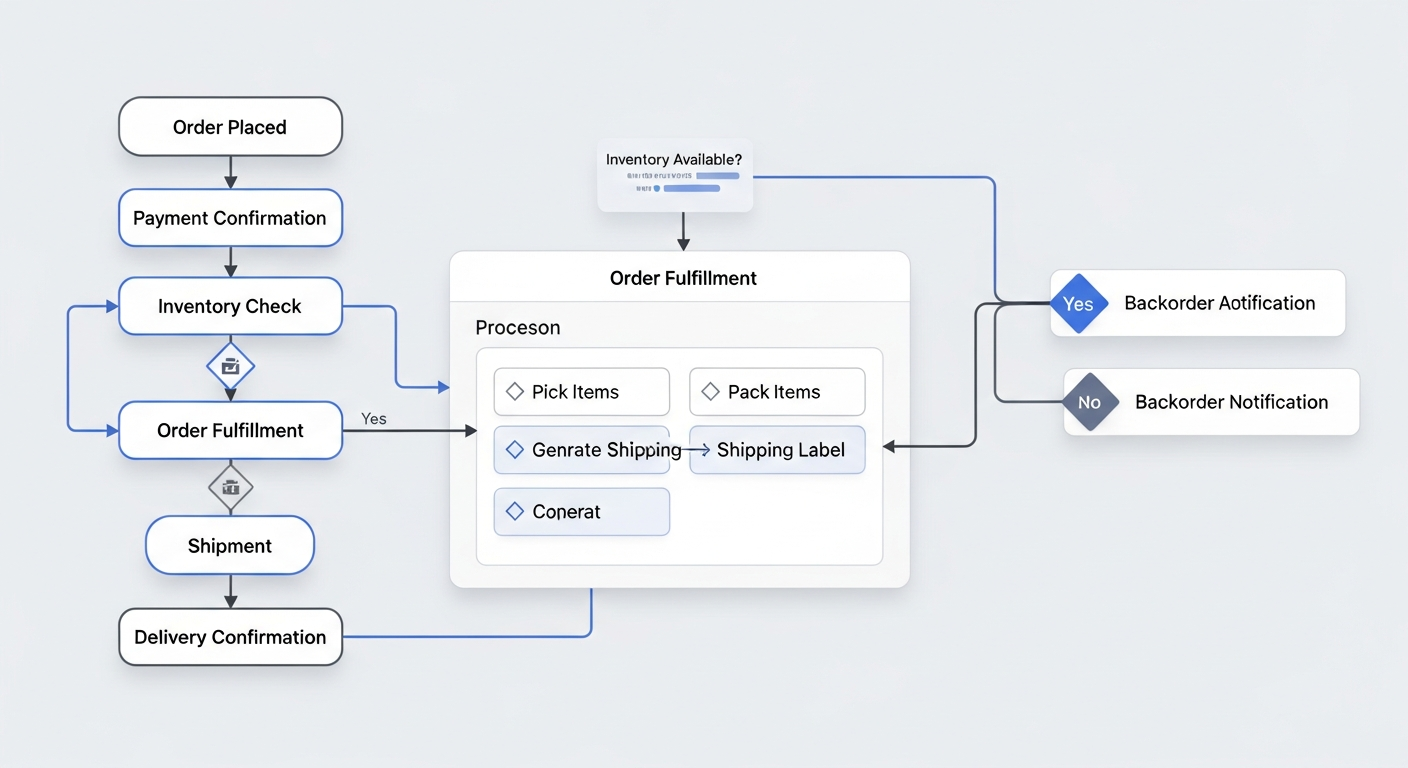 Flowchart showing automated order process